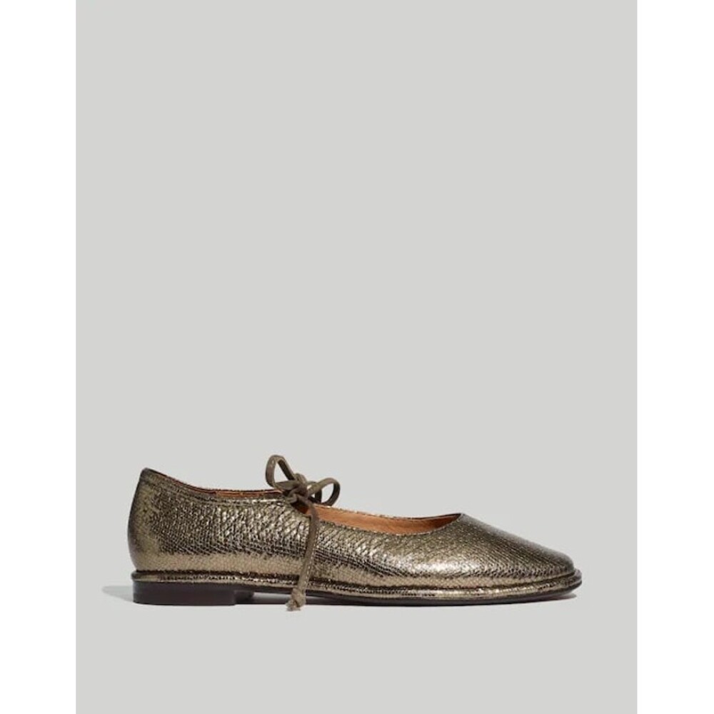 Madewell Normani Lace-Up Mary Janes in metallic leather - Picture 2 of 9